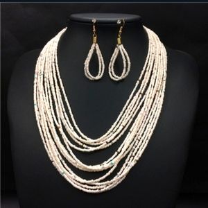 Beautiful Handmade Bohemian Beaded Necklace and Earrings set